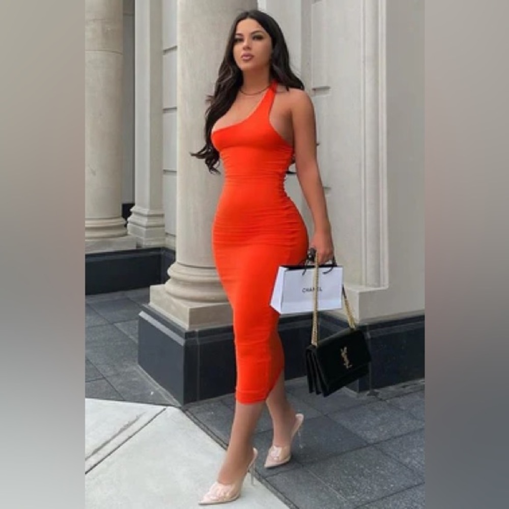 Cute Orange Body Con Dress